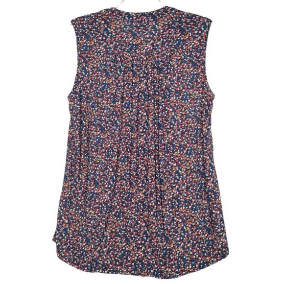 NWT Ava & Grace Plus Size 1X Navy Blue Multi Color Pintuck 3/4 Sleeve Top - Picture 2 of 7